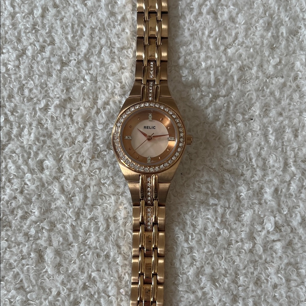 Relic Women's Gold-Tone Watch with Crystal Accents